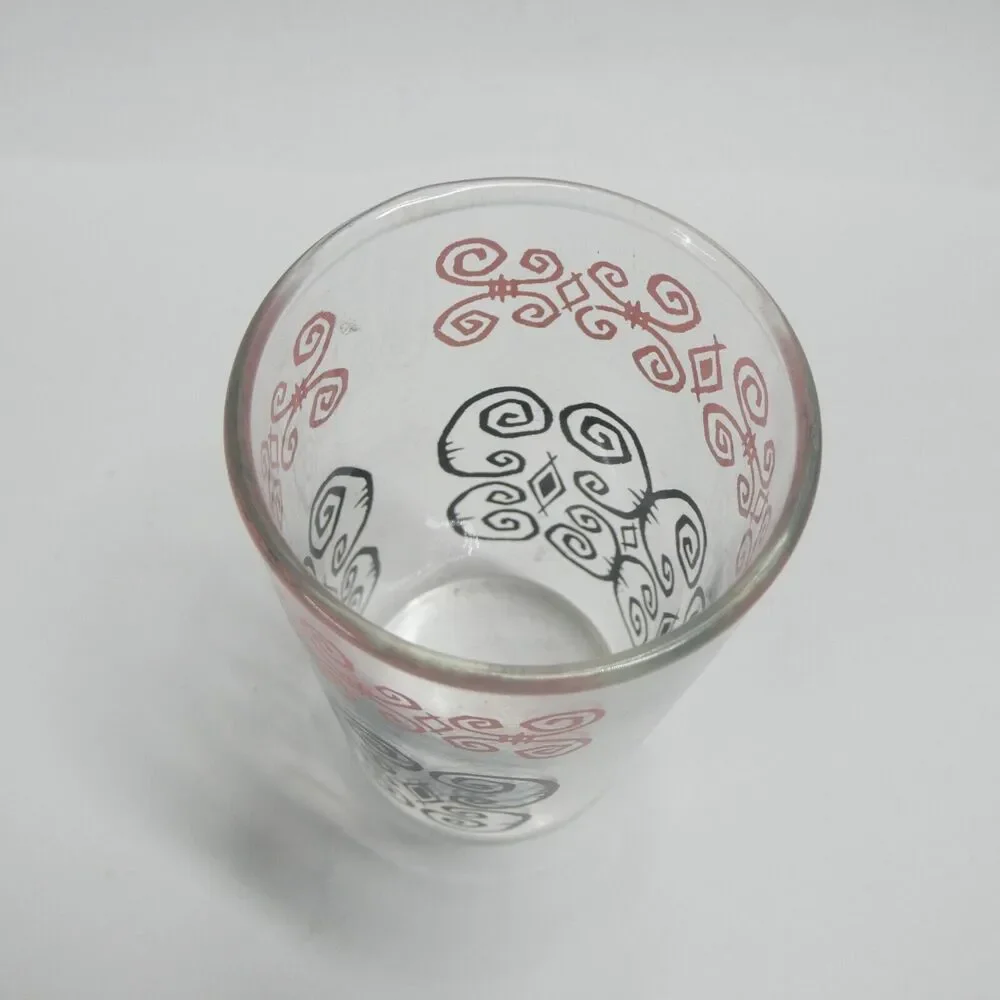 Libbey Pink & Black Scroll Juice Glass 3.75